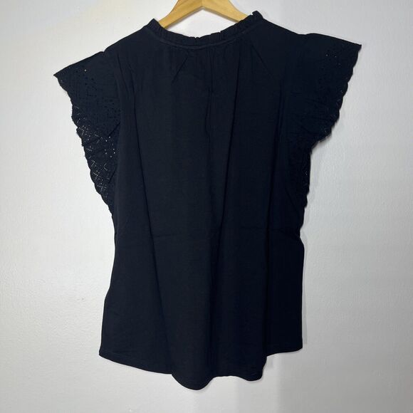 Lauren Ralph Lauren Blouse Womens Small Eyelet Keyhole Ruffle Minimalist Career - Picture 10 of 14